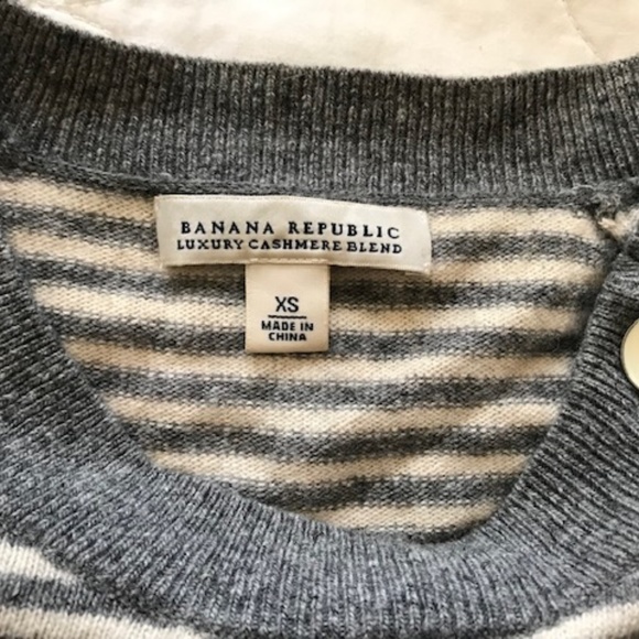 Gap Gray Stripe Cashmere Blend Sweater - Picture 3 of 3